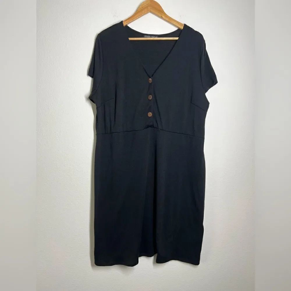 Inner Circle Crêped Black Mini Dress 3 Buttons Size XL